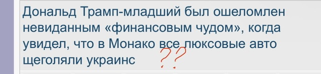 Дональд Трамп-младший был ошеломлен невиданным «финансовым чудом», когда увидел, что в Монако все люксовые авто щеголяли украинс