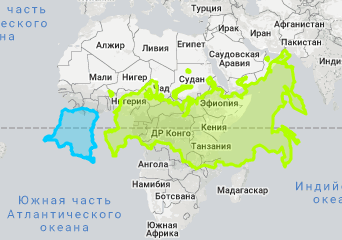 Реальные размеры континентов и стран.