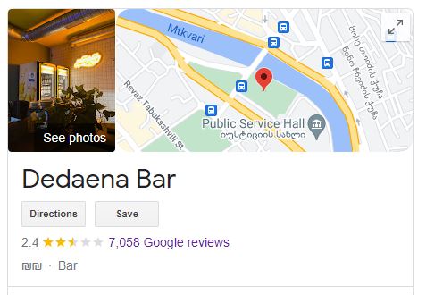 Россияне атакуют Dedaena Bar в Грузии из-за анкет на вход. Роняют рейтинг в Google, виня в русофобии