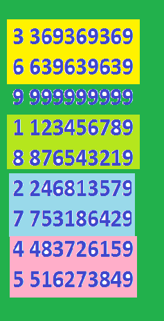 Весь Мир и Вселенная числовая матрица