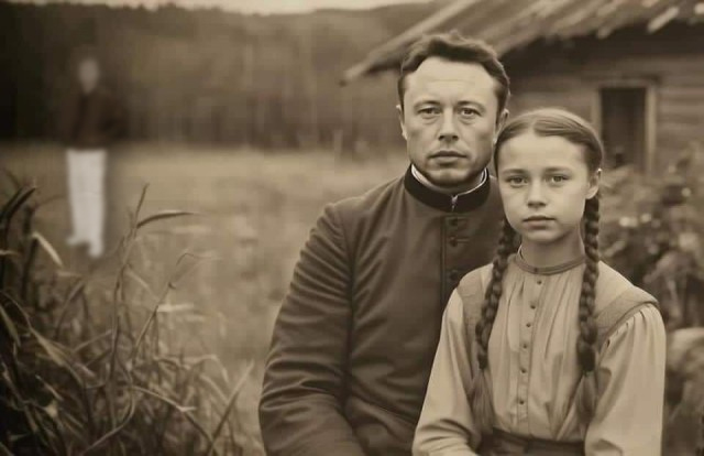Редчайшая фотография И. Маска и Г. Тумберг на Первом слёте климатологов — экстремалов. Мальмё. Швеция. 1890 год