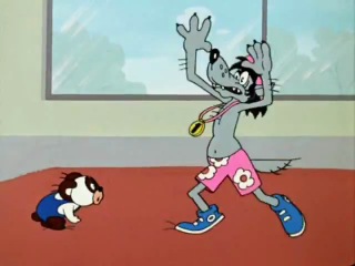 заяц борец из ну погоди. волк и борец ну погоди. ну, погоди! мультфильм 1984. борец из ну погоди. волк и борец ну погоди.