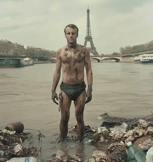 Макрон сдал назад и отказался нырять в фекальные воды реки Сена в Париже
