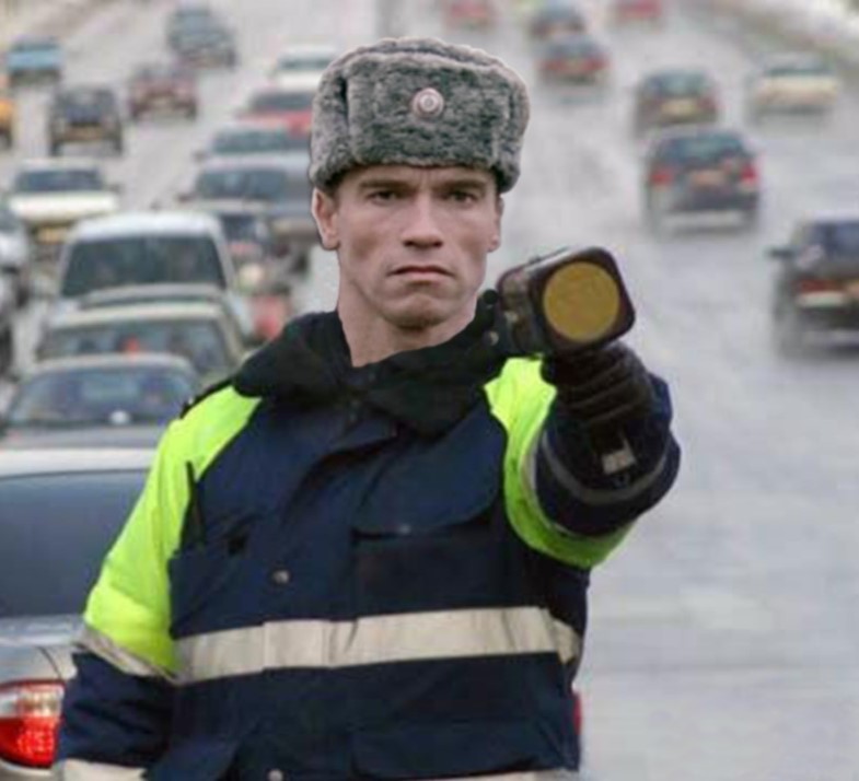 Инспектор ГИБДД из машины