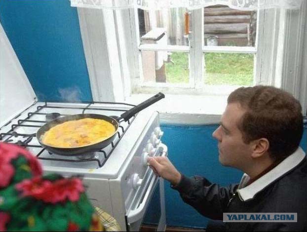 Фотожаба: Медведев жарит яишницу