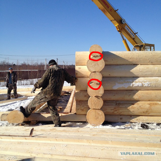 Баня из елки с диаметром 40-42 см. За 1 день.