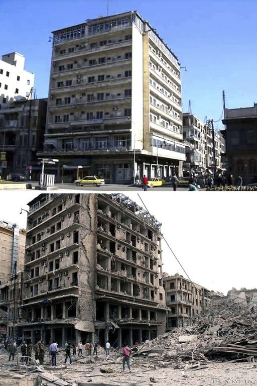 Сирийский город Алеппо до начала войны и сейчас