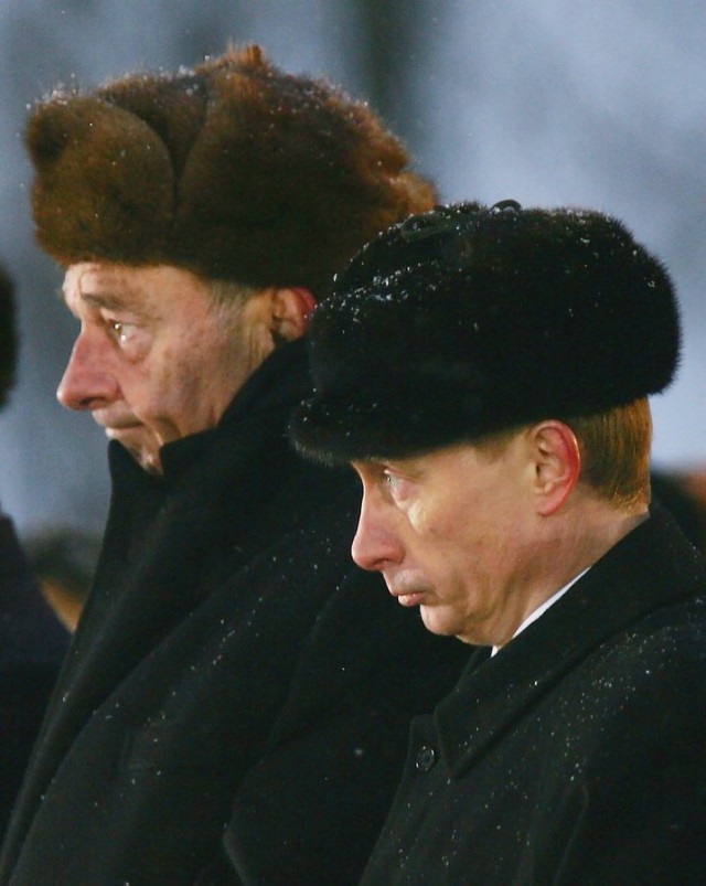 Жак Ширак и Владимир Путин. Польша, 2005 г.