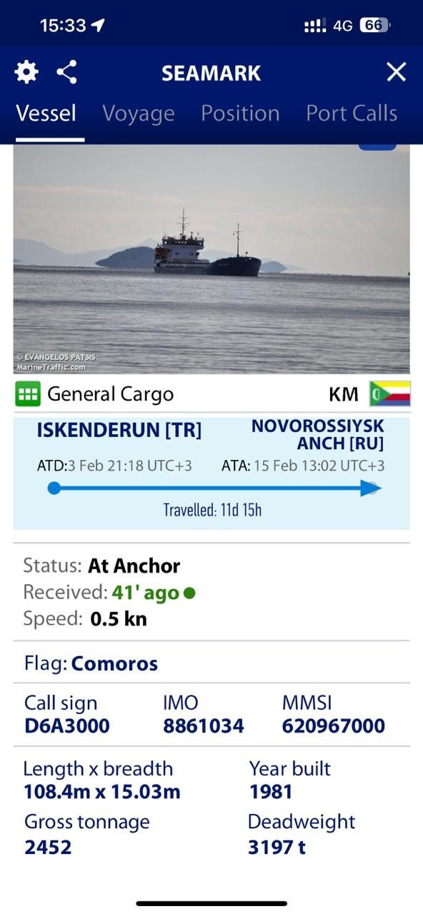 Цемесская бухта. Кабардинка. Утонуло судно, сухогруз Seamark под флагом Коморских островов