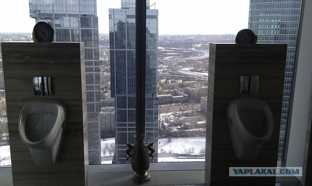 Где находятся яйца в туалет товер. Туалет с панорамными окнами. Туалет в Москва Сити. Туалет в башне Федерация. Туалет в небоскребе.
