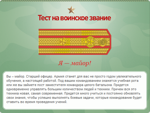 Какое у вас звание? Тест от министерства обороны)