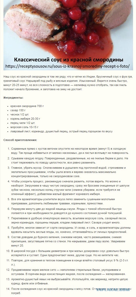 Соус из красной смородины