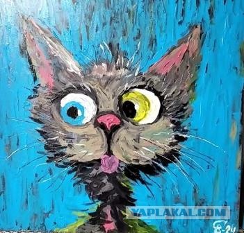 Акварели показываю.Рисунок кота Дарси