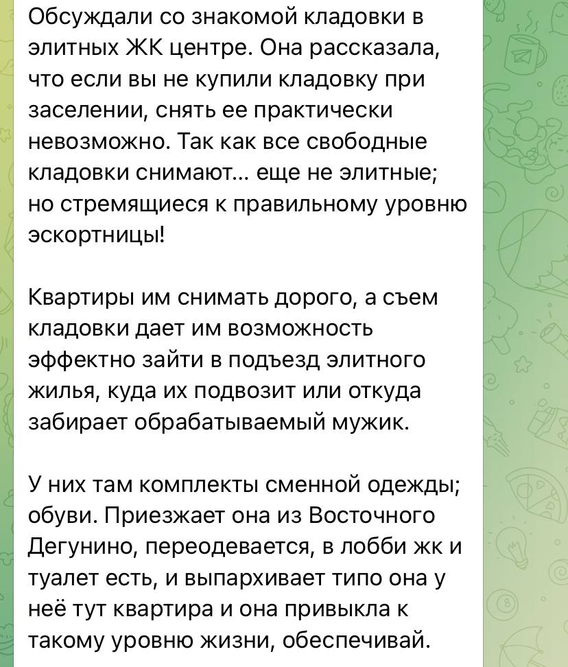 Из-за эскортниц в элитных ЖК Москвы невозможно арендовать кладовку