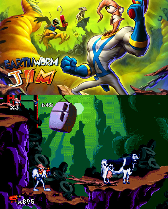 Червяк Джим (Earthworm Jim) - Все версии за 1 минуту