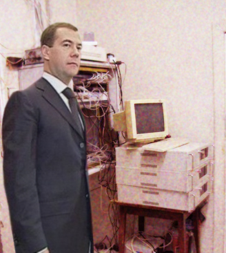 Фотожаба: А что на обоях у Медведева?
