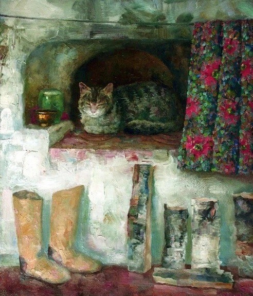 Котики из снега и котики на снегу