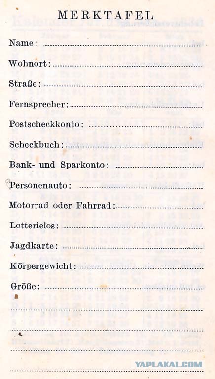 Немецкая записная книжка 1936 года