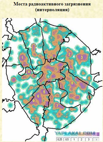 Карта радиоактивного загрязнения москвы и московской области