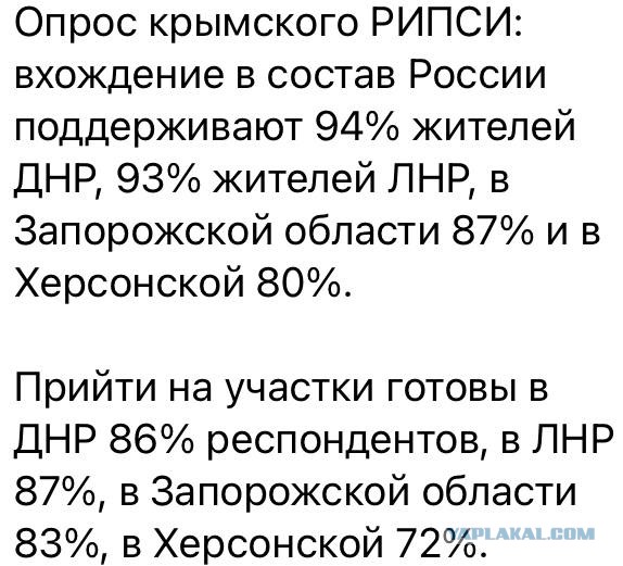 Референдум в ЛНР и ДНР, а также в Херсонской области по вопросу о вхождении в состав РФ пройдёт с 23 по 27 сентября