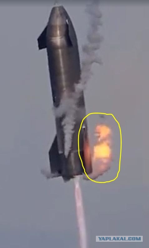 Взгляд вблизи на приземление ракеты Starship