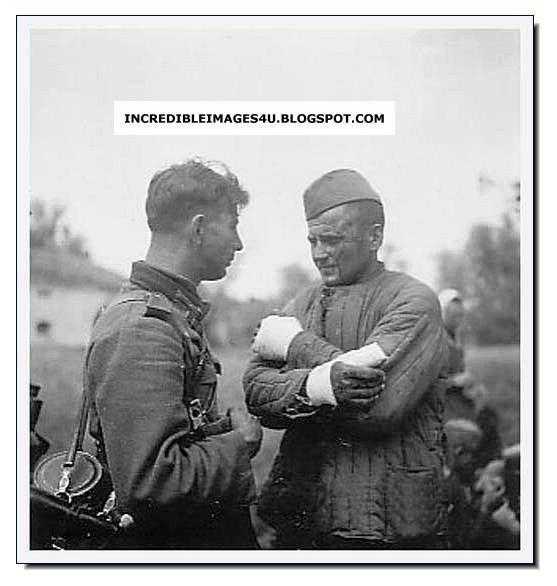 Немцы и русские в плену.