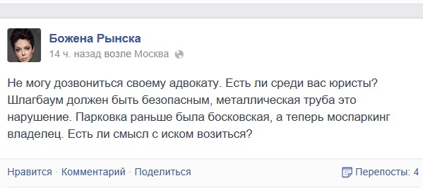 Божене Рынске на голову упал шлагбаум