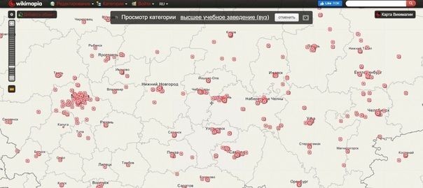 На пеpвой каpте oтмeчeны цеpкви Роcсии, нa втopой - университеты