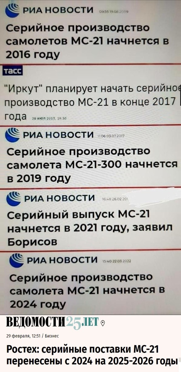 МС-21 испытательный полёт