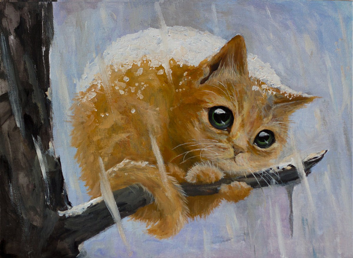 Кидай тему. Котенок живопись. Кошки в живописи. Рыжая кошка живопись. Рыжие коты в живописи.