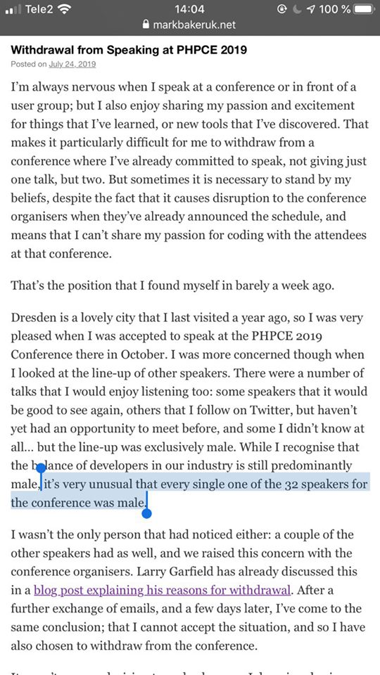 Конференцию для PHP-разработчиков PHP.CE 2019 отменили... потому что на ней не было женщин-программистов и негров