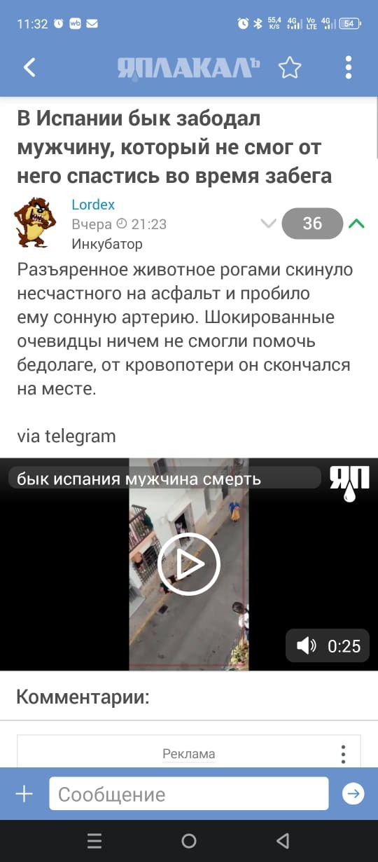 В Испании бык забодал мужчину, который не смог от него спастись во время забега