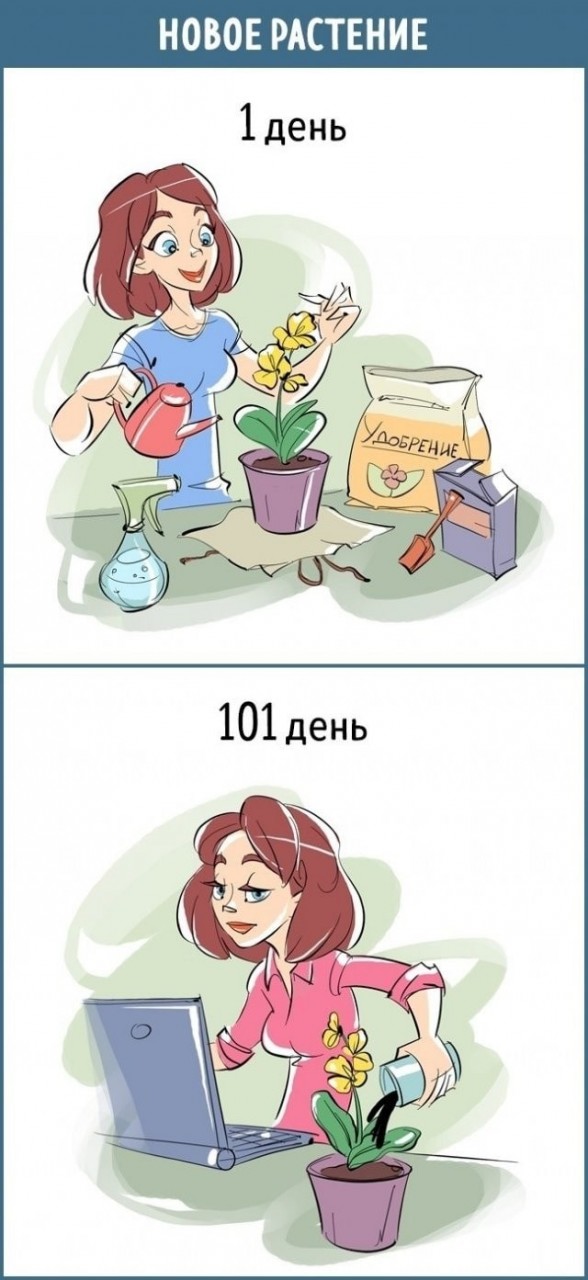 Наше отношение к вещам на 1-й и 101-й день