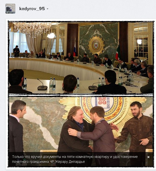 Депардье станцевал лезгинку на встрече с Кадыровым