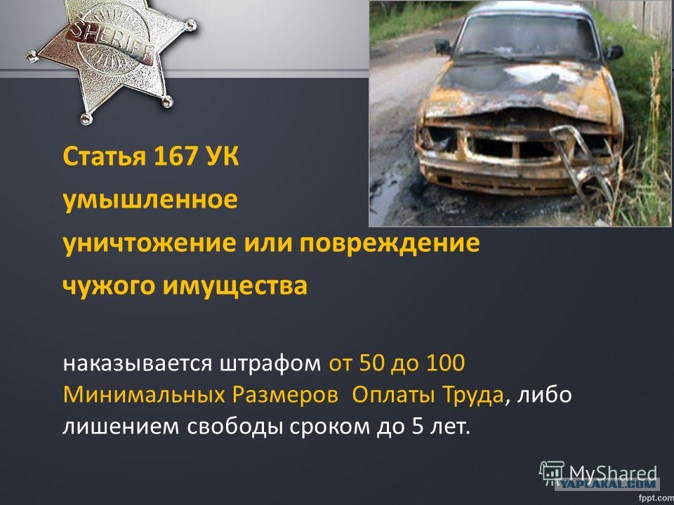 Штраф за порчу чужого автомобиля