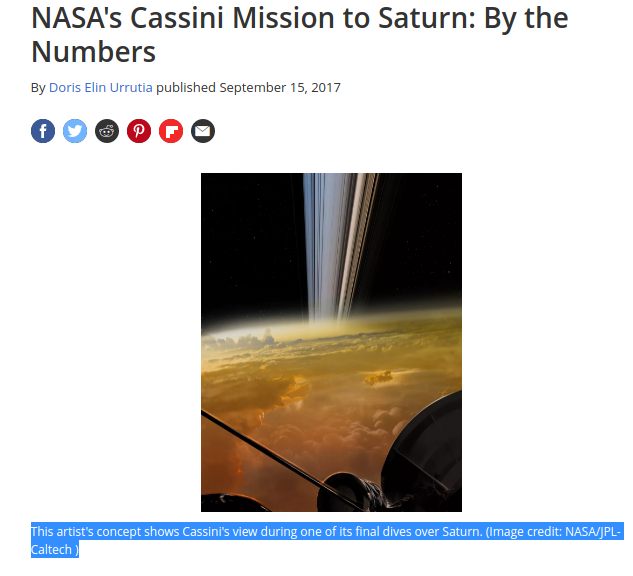Фотография колец Сатурна, выполненная зондом Cassini