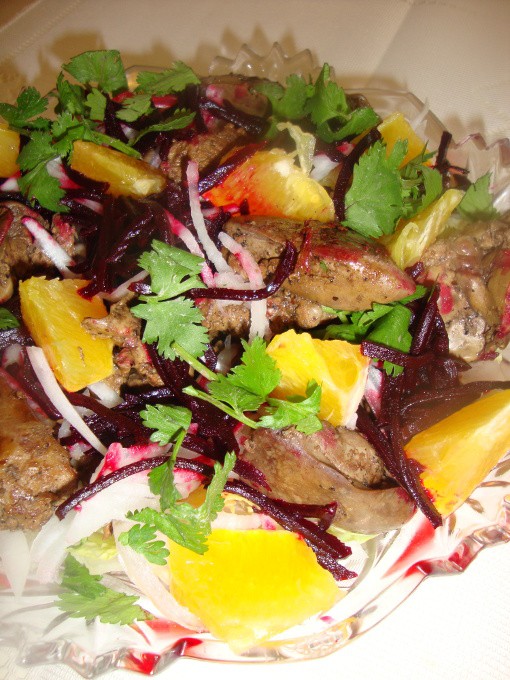 Куриная печень с яблоками