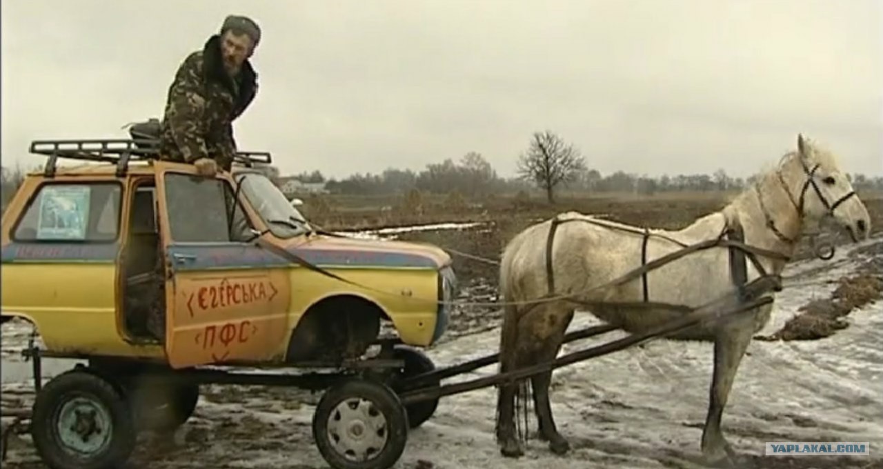 Хохол телега. Автомобиль запряженный лошадью. Телега с верхом. Хохол на телеге. Украинец на телеге.