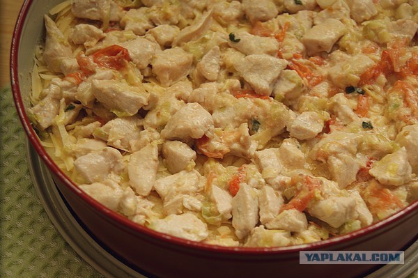 Картофельная запеканка, С курицей, сыром и овощами