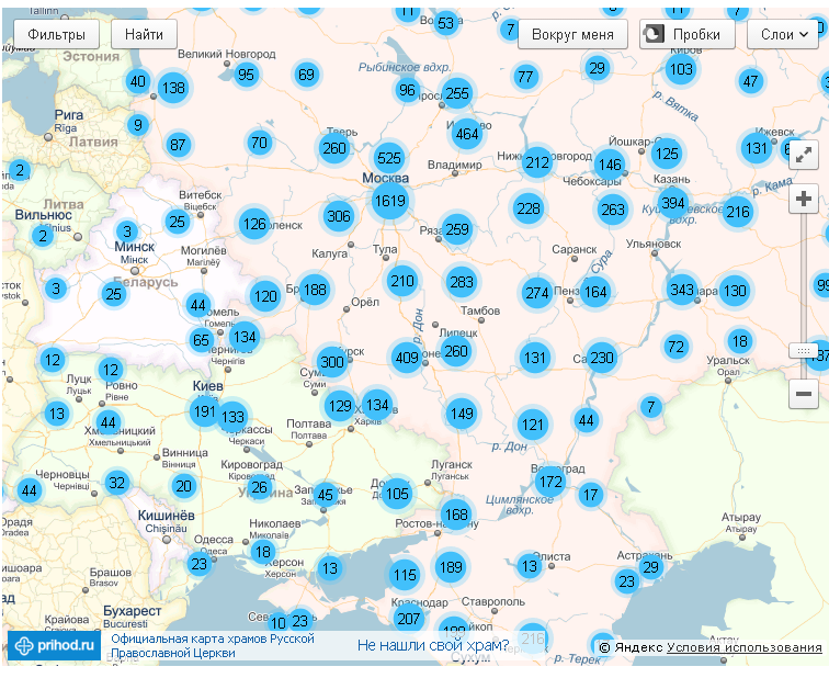 Карта монастырей россии