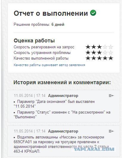 Штрафа для припаркованного на газоне "Лексуса"