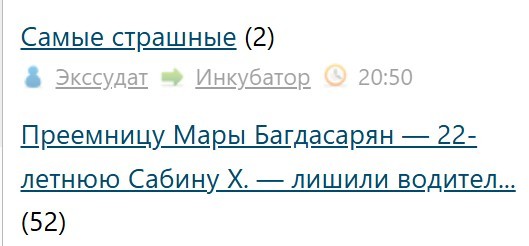 Преемницу Мары Багдасарян — 22-летнюю Сабину Х. — лишили водительских прав на полтора года