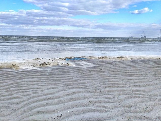 Из-за сильного ветра в Таганрогском заливе сильно упал уровень воды