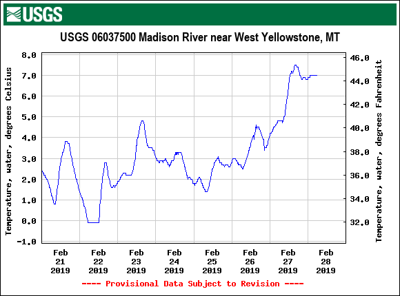 Температура в реках Йеллоустоуна за сутки увеличилась на 10 градусов.
