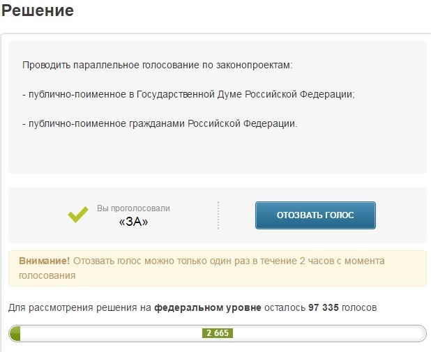 Инициатива: параллельное голосование по законопроектам, как в Госдуме, так и гражданами России