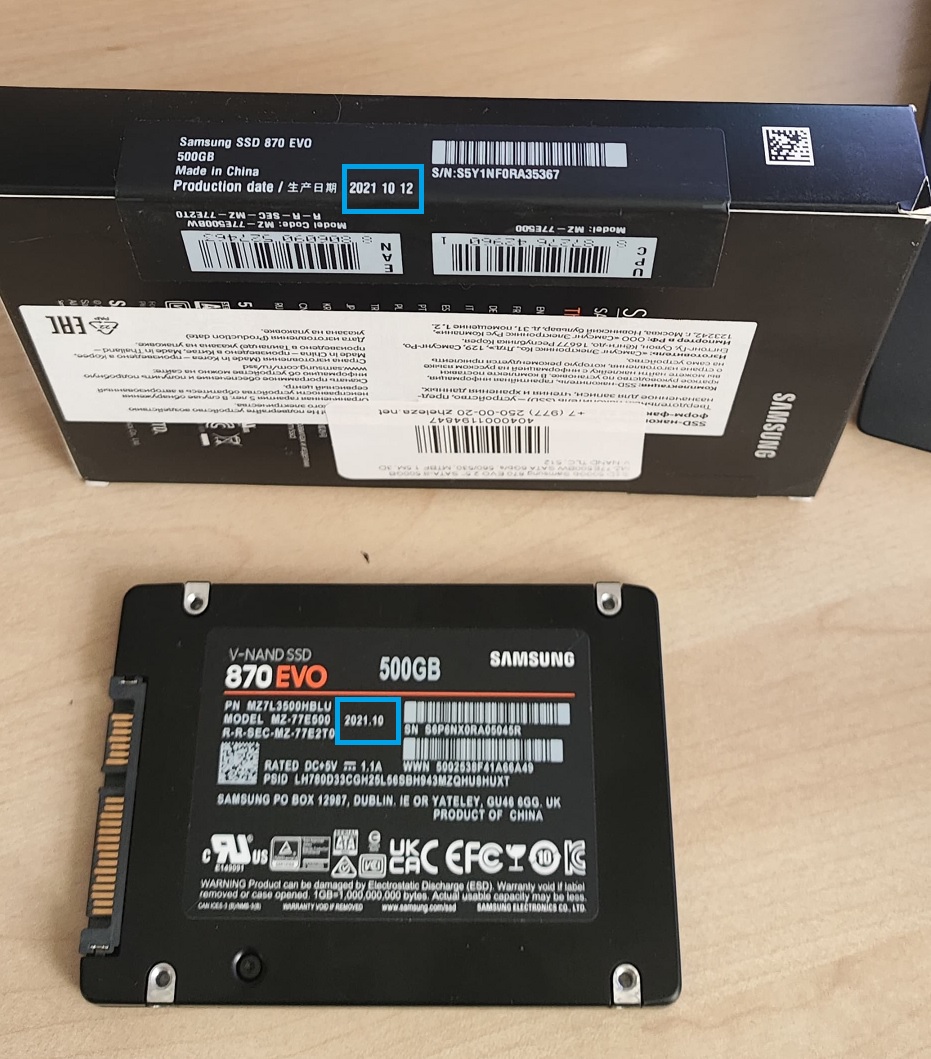 Опять твердотельники Samsung EVO 870 старых партий дают о себе знать