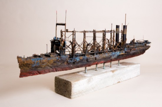 Модели древних судов из вторсырья