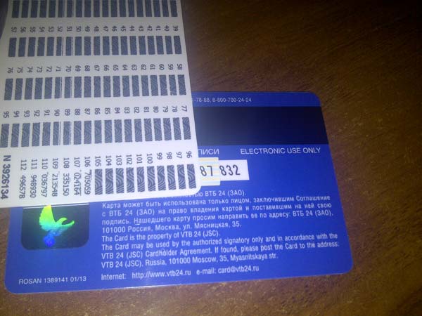 Карта Сбербанка.