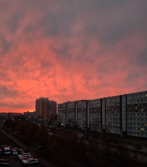 Необычный розовый рассвет наблюдали сегодня в Москве и Подмосковье