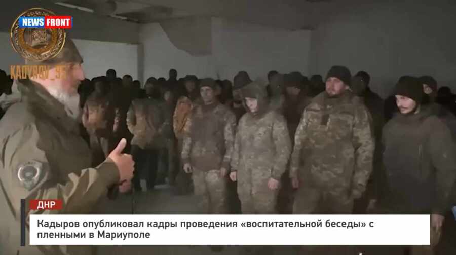 Беседы с украинцами. Рамзан Кадыров приехал в Мариуполь. Пленные украинцы в Мариуполе. Кадыров и пленные украинцы.